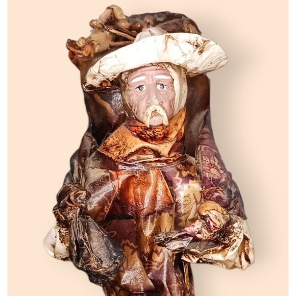 Vintage PAIR Mexican Paper Mache Figurines Man & Woman Farmer Folk Art 13" Tall - Picture 5 of 5